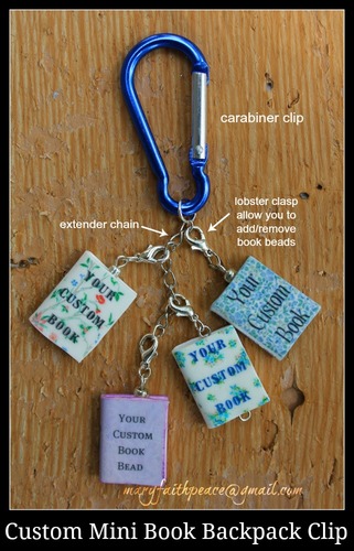 Custom Mini Book Backpack Clip or Key Chain