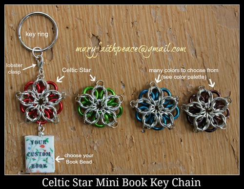 Custom Mini Book Celtic Star Key Chain