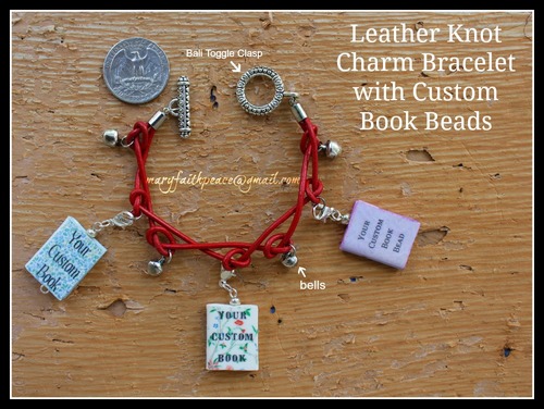 Leather Knot Bracelet with CUSTOM Book Beads