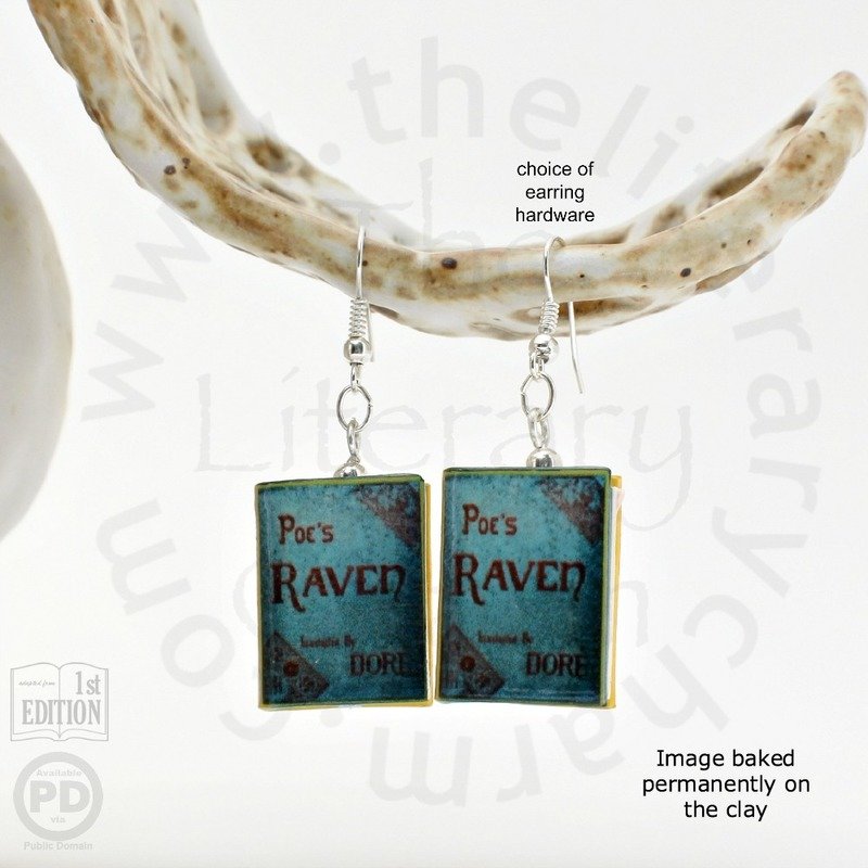 THE RAVEN Book Bead Earrings by Edgar Allan Poe