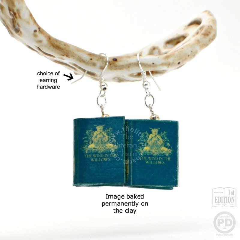 THE WIND IN THE WILLOWS Book Bead Earrings Kenneth Grahame