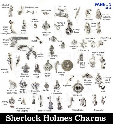 SHERLOCK HOLMES CHARMS, Detective charms, Forensics Crime Scene Favors, Murder Mystery, Sherlock Holmes Gifts, DIY charms, Holmes and Watson