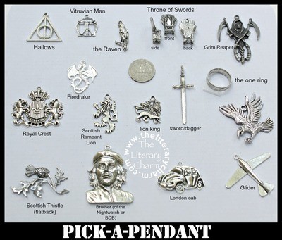 PICK-A-PENDANT Necklace Pewter Literary Symbols from Favorite Books U PICK