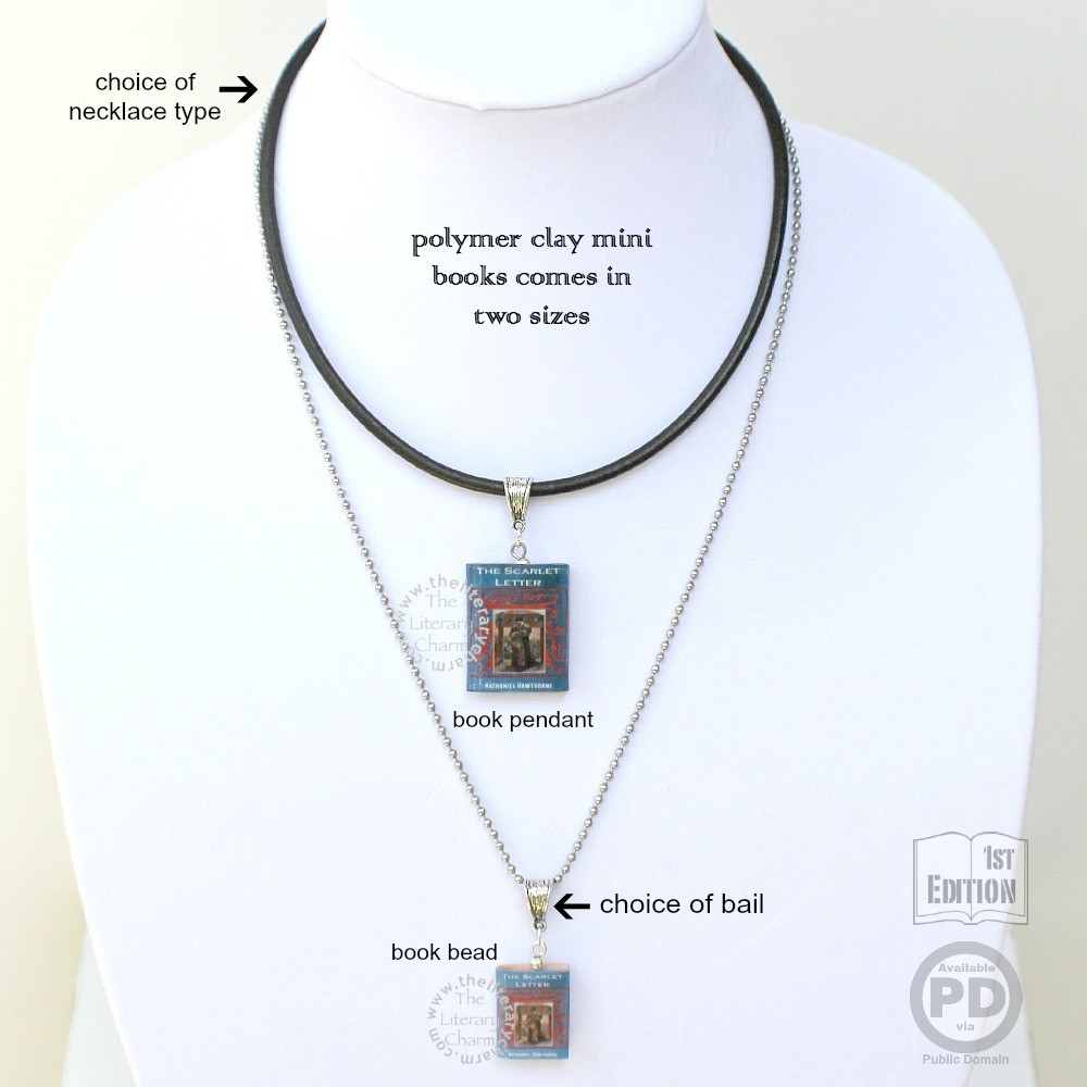 SCARLET LETTER Book Necklace