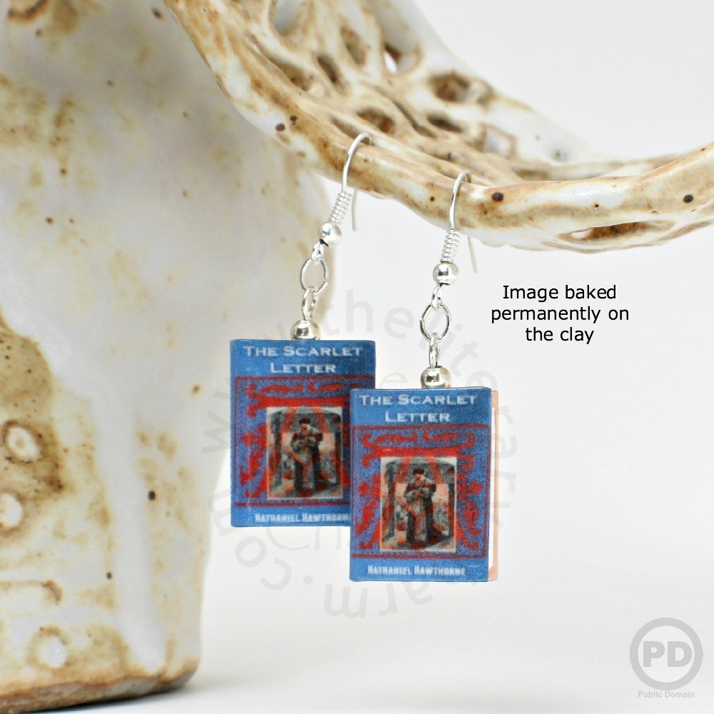 SCARLET LETTER Book Bead Earrings