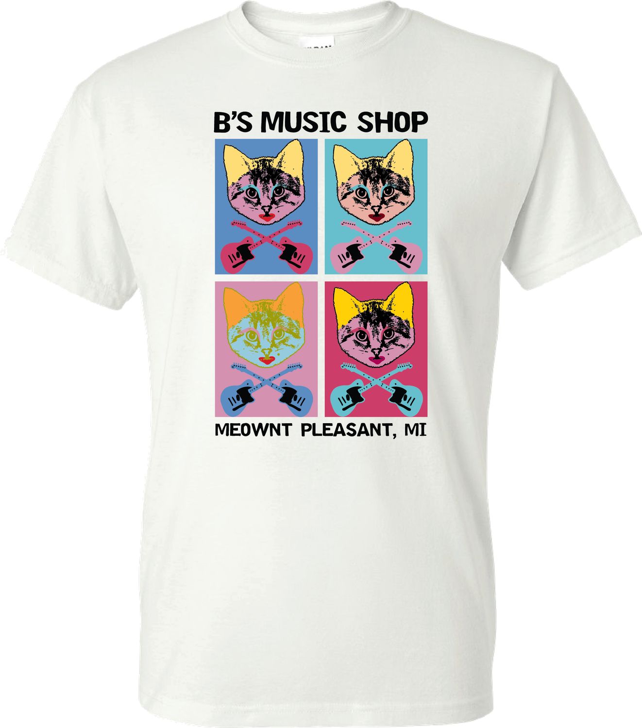 B&#39;s Music Shop Pop Art Danger Cat Shirt, Size: Small