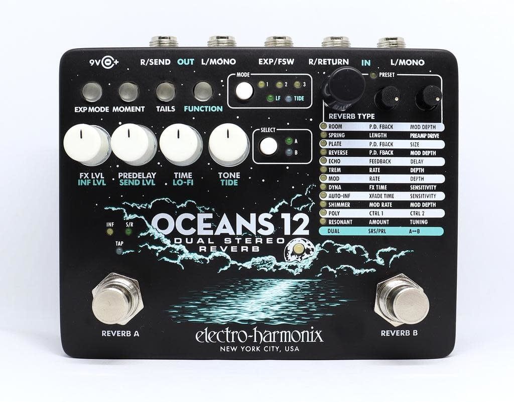 Electro-Harmonix Oceans 12 - Dual Stereo Reverb, 9.6DC-200 PSU included