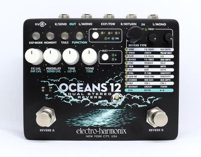 Electro-Harmonix Oceans 12 - Dual Stereo Reverb, 9.6DC-200 PSU included