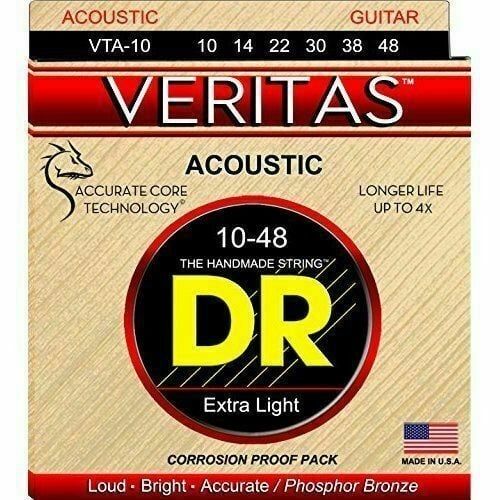 DR Veritas Coated Core Technology Acoustic Guitar Strings: Extra Light 10-48