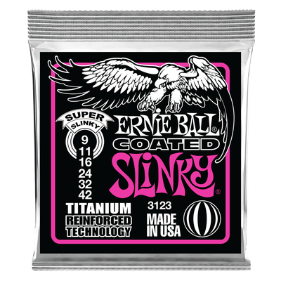 Ernie Ball Super Slinky Coated Titanium RPS Electric Guitar Strings - 9-42 Gauge
