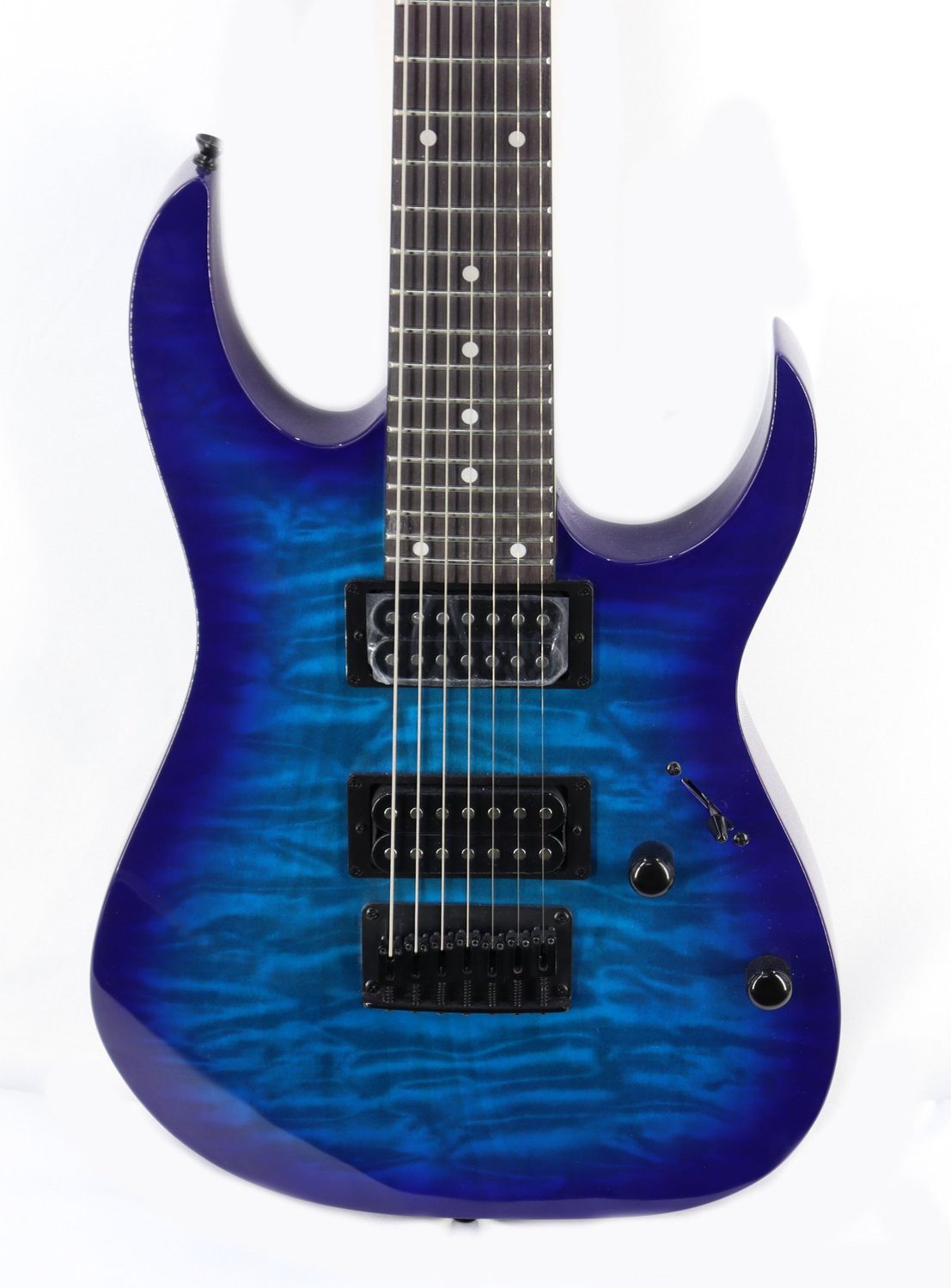 Ibanez GIO GRG7221QA 7str Electric Guitar - Transparent Blue Burst