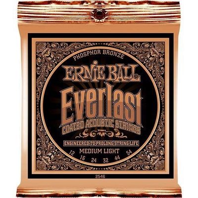 Ernie Ball Everlast Medium Light Coated Phosphor Bronze Acoustic Guitar Strings - 12-54 Gauge