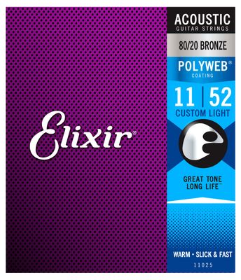 Elixir 80/20 Polyweb Acoustic Guitar Strings - Custom Light 11-52