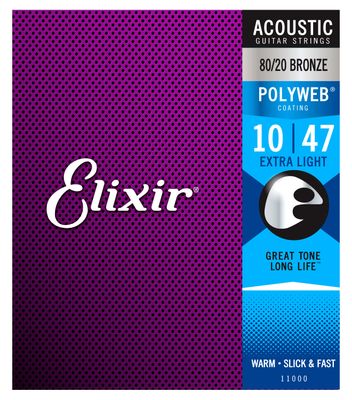Elixir 80/20 Polyweb Acoustic Guitar Strings - Extra Light 10-47