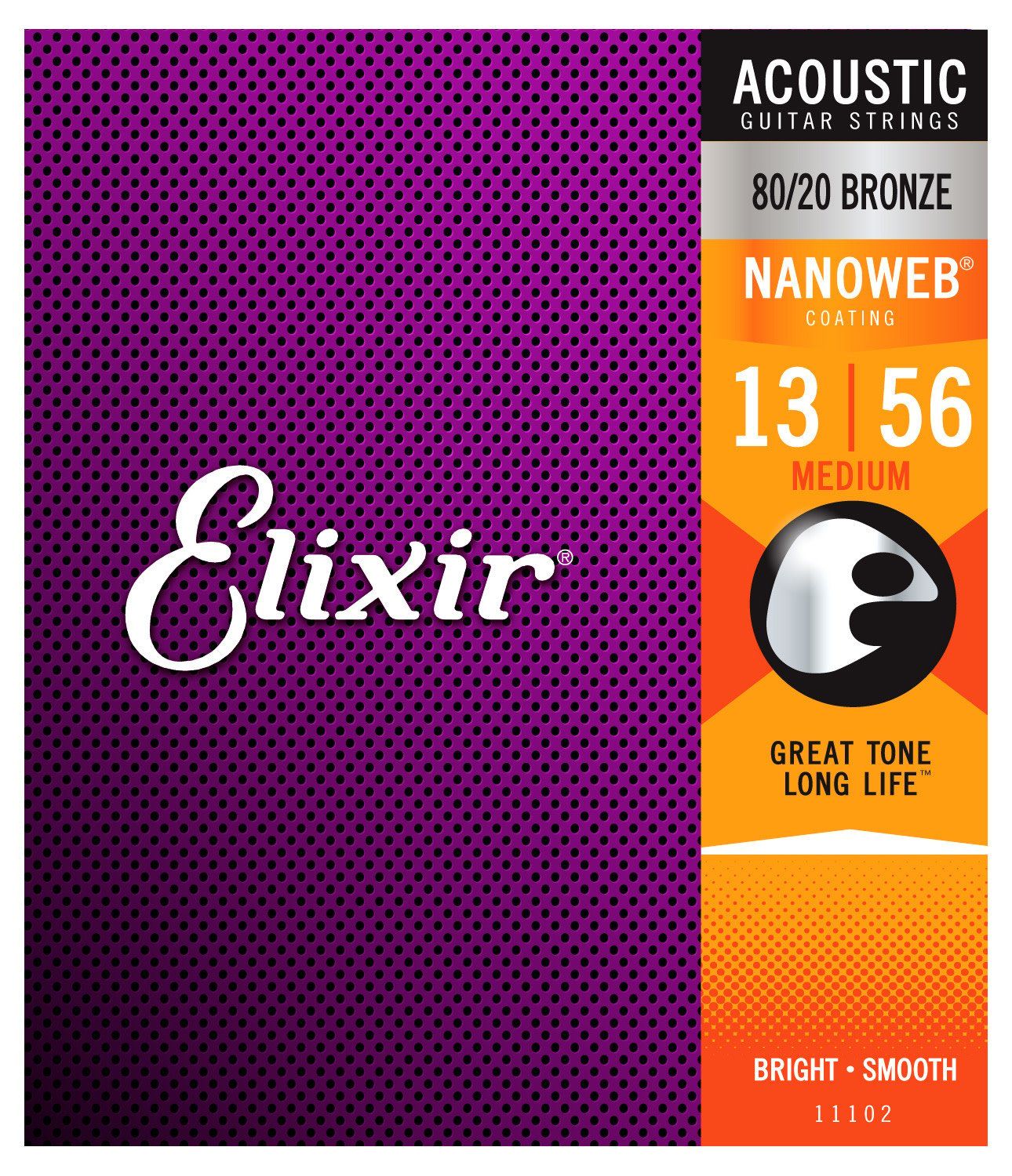 Elixir 80/20 Nanoweb Acoustic Guitar Strings - Medium 13-56