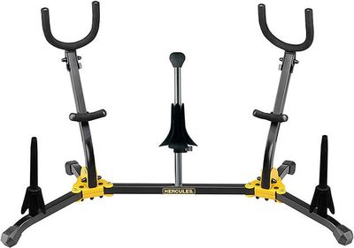 Hercules Duo Alto/Tenor Saxophone Stand w/2 Clarinet/Flute Pegs &amp; 1 Soprano Saxophone Peg