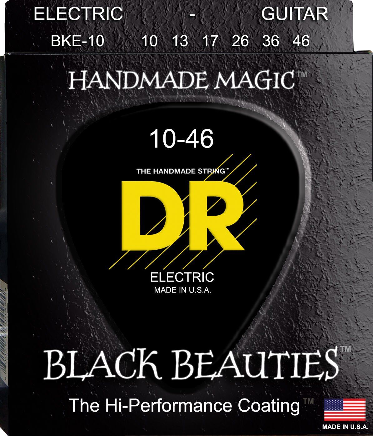 DR Black Beauties Black Colored Electric Guitar Strings: Medium 10-46