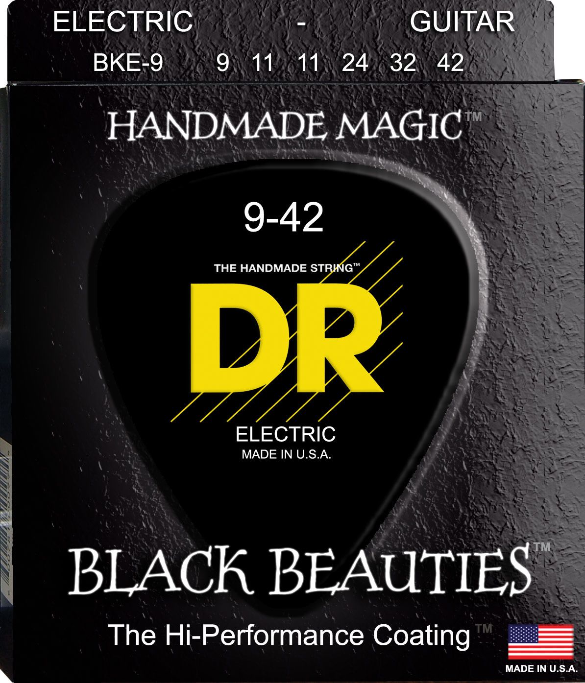 DR Black Beauties Black Colored Electric Guitar Strings: Light 9-42