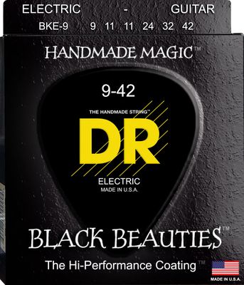 DR Black Beauties Black Colored Electric Guitar Strings: Light 9-42