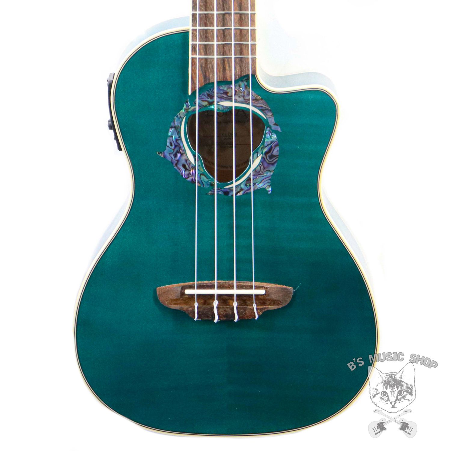 Luna Uke Dolphin Flame Top Concert w/Preamp w/ Gig Bag