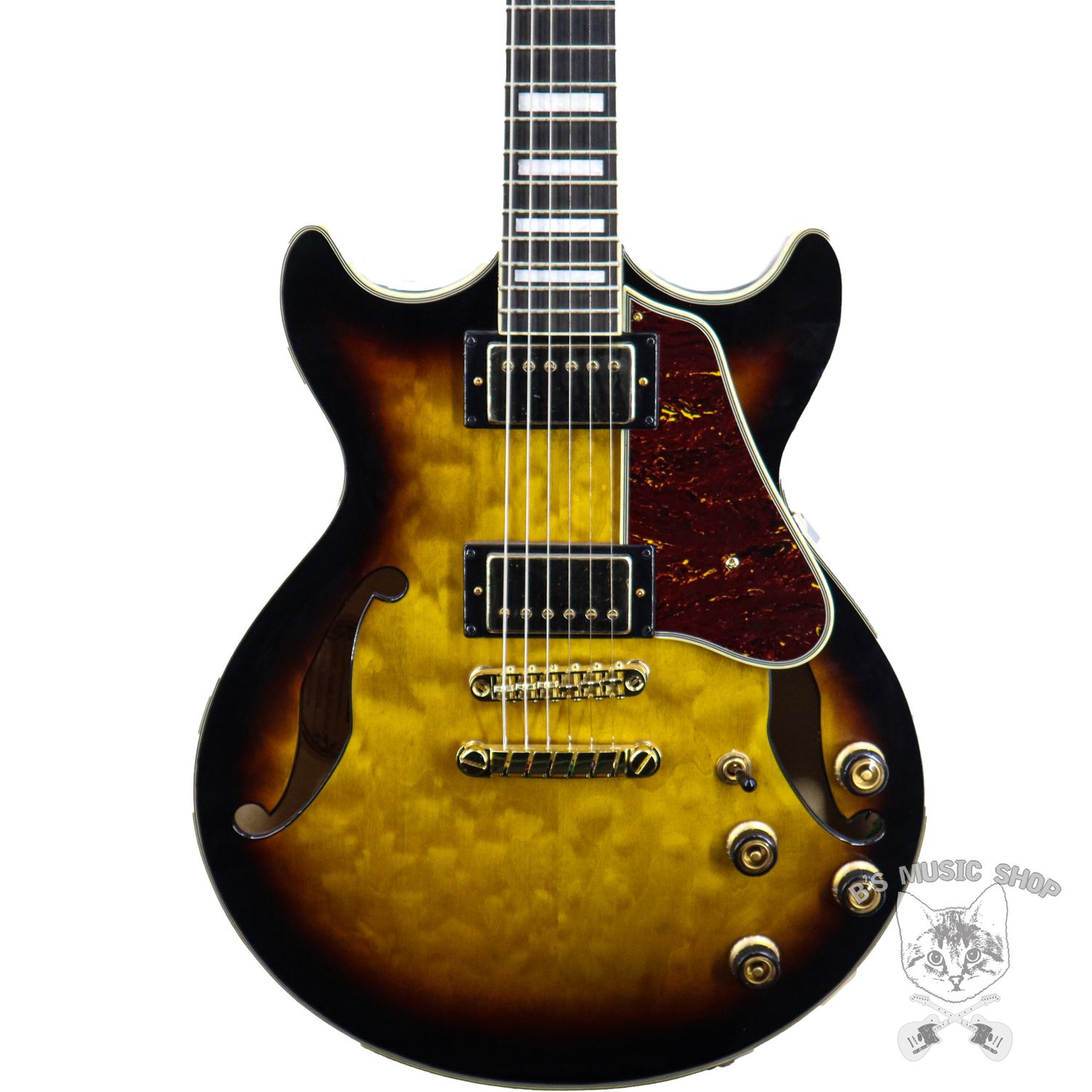Ibanez Artcore Expressionist AM93QM Electric Guitar - Antique Yellow Sunburst