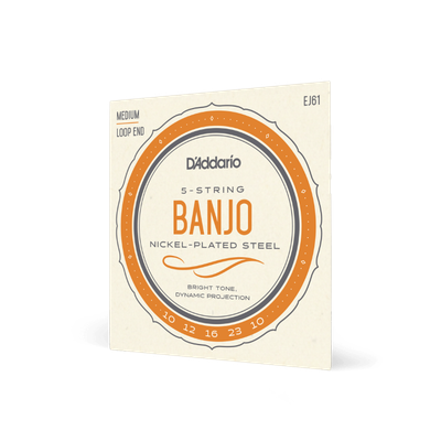 D&#39;Addario EJ61 5-String Banjo Strings, Nickel, Medium 10-23