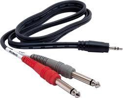 Hosa - Stereo Breakout, 3.5 mm TRS to Dual 1/4 in TS, 3 ft