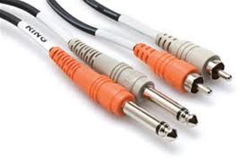 Hosa - Stereo Interconnect, Dual 1/4 in TS to Dual RCA, 2 m