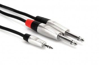 Hosa Pro - Pro Stereo Breakout, REAN 3.5 mm TRS to Dual 1/4 in TS, 10 ft