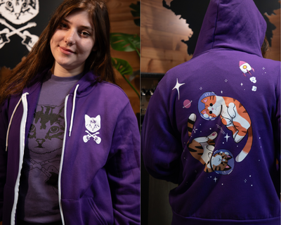 B&#39;s Music Shop Space Furrrce Purple Hoodie