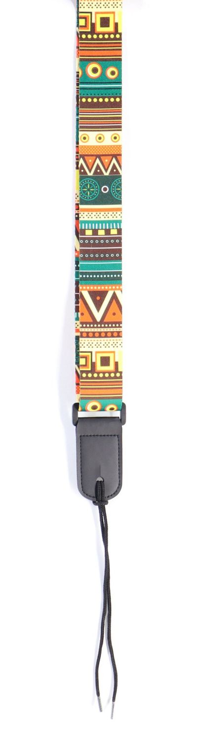 Poly Uke Strap - Green/Orange Geometric