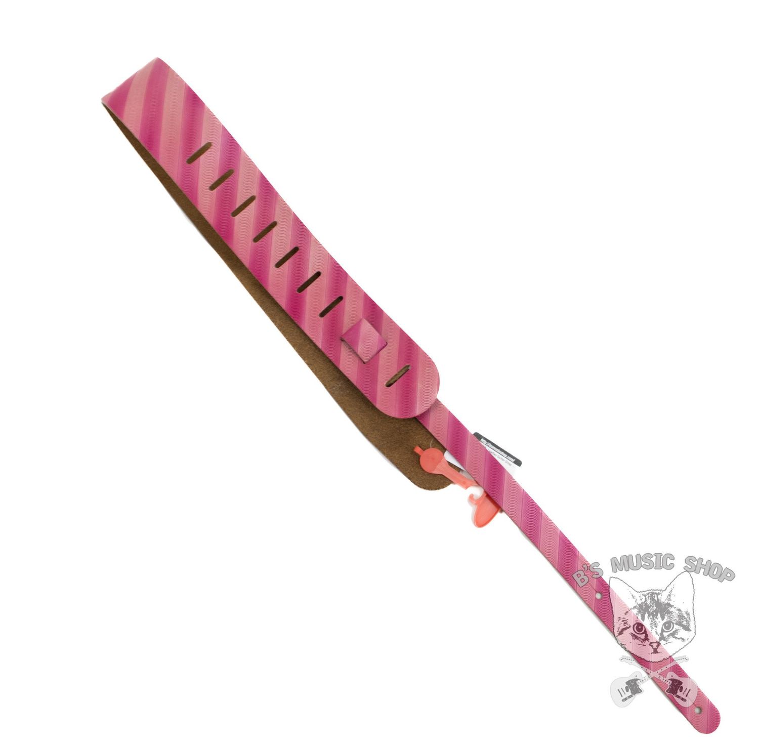 Leather Guitar Strap - Pink