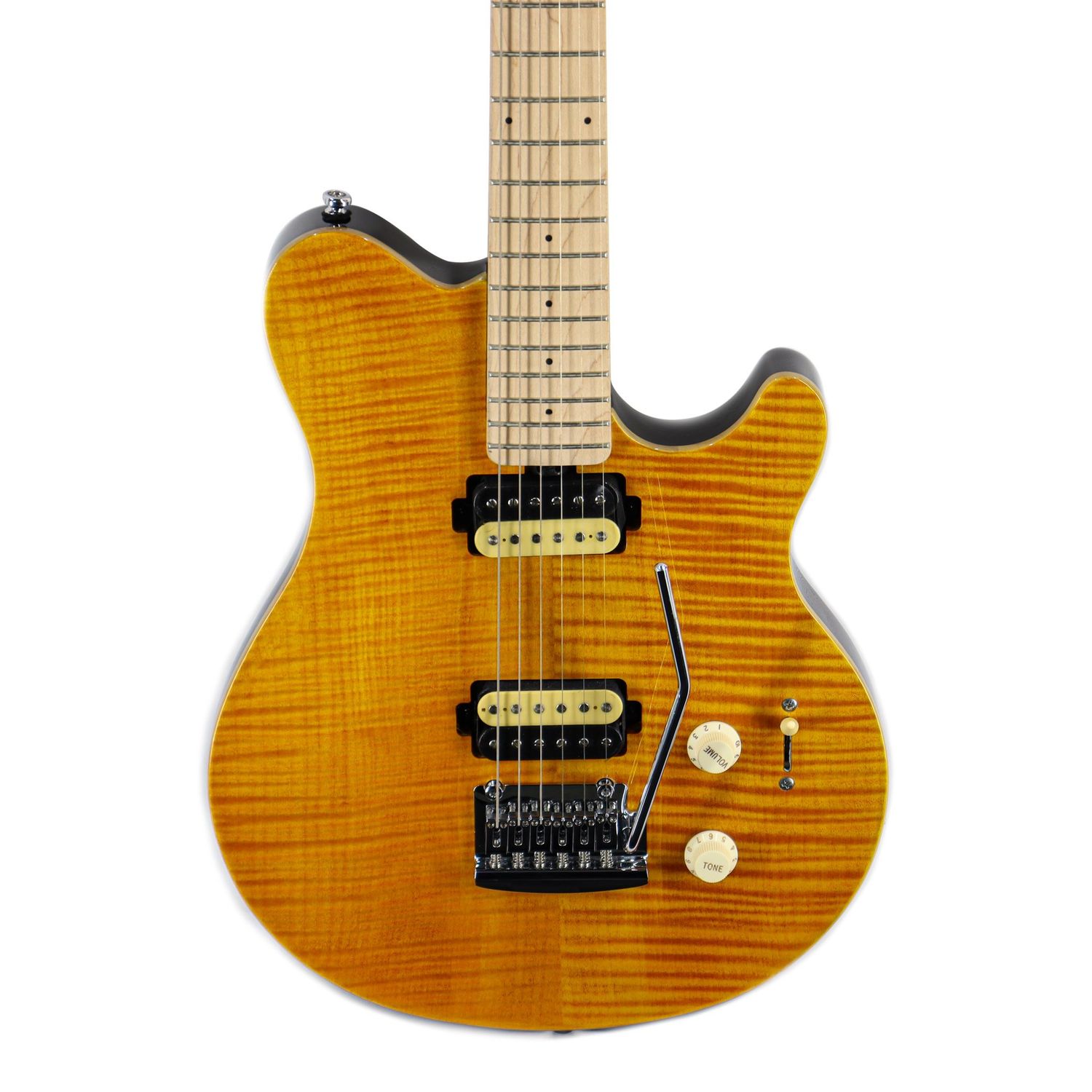 Sterling by Music Man SUB Series Axis, Flame Maple Top, Trans Gold