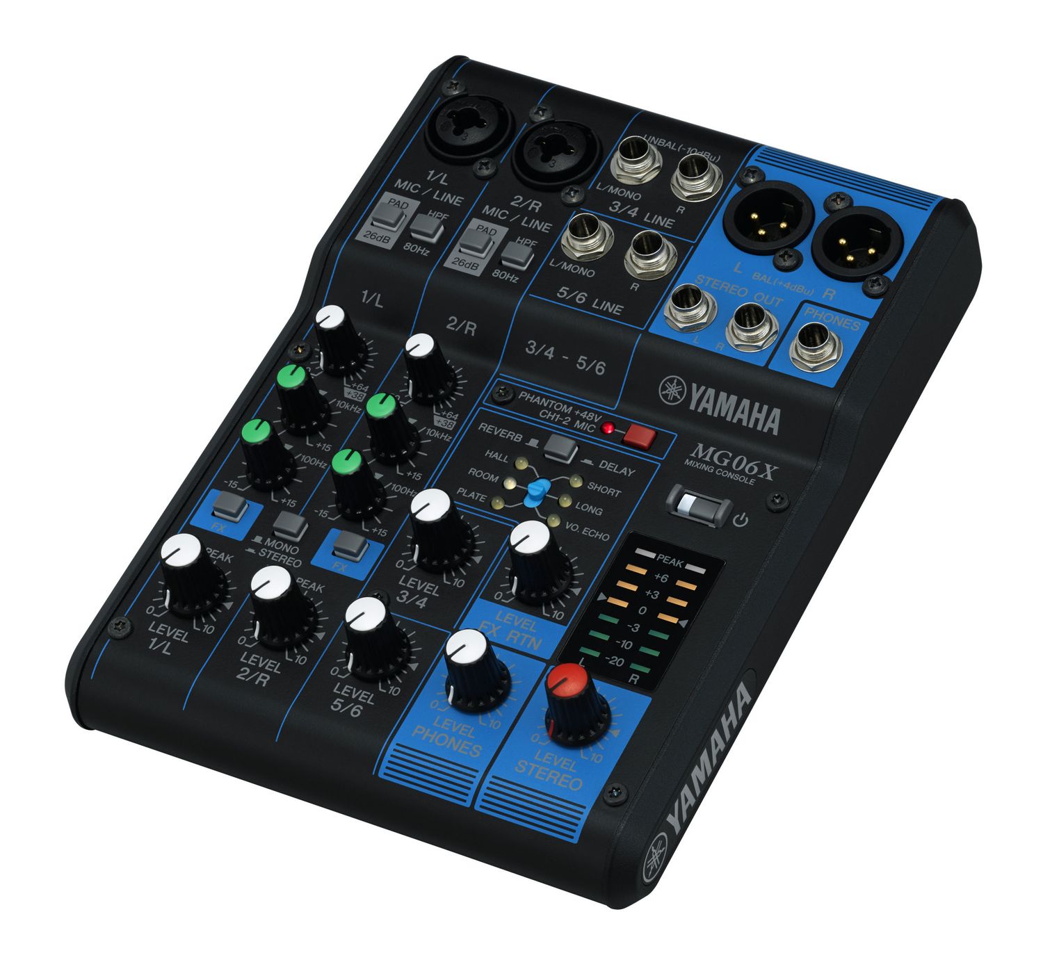 Yamaha MG06X 6-input stereo mixer  SPX effects  2 mic inputs, 2 stereo inputs
