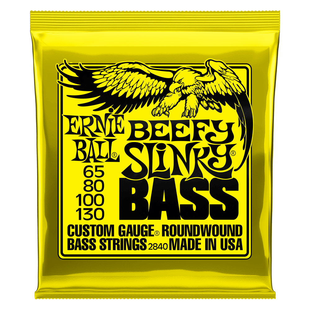 Ernie Ball Beefy Slinky Nickel Wound Electric Bass Guitar Strings - 65-130 Gauge