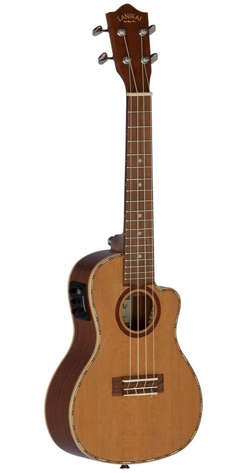 Lanikai Solid Cedar/Mahogany Cutaway Electric Concert Ukulele w/Bag