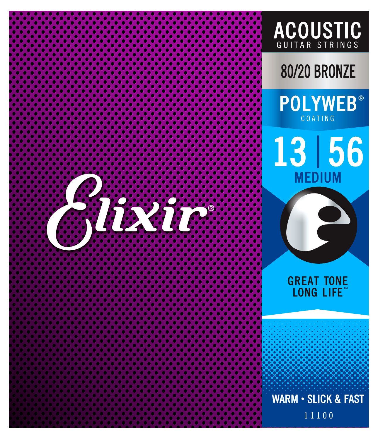 Elixir 80/20 Polyweb Acoustic Guitar Strings - Medium 13-56