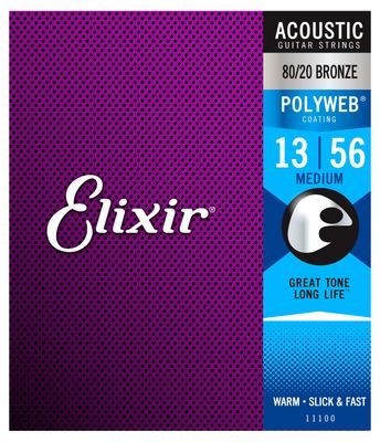 Elixir 80/20 Polyweb Acoustic Guitar Strings - Medium 13-56