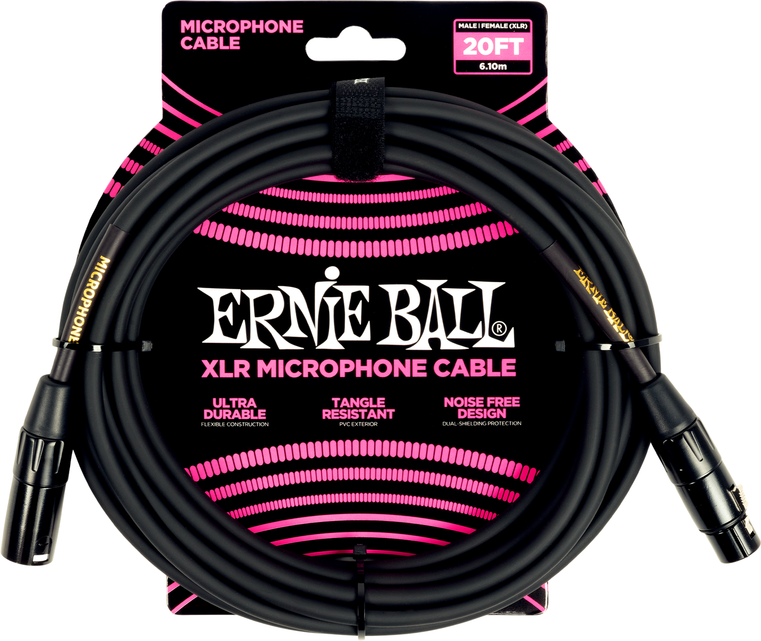 Ernie Ball 20&#39; XLR Microphone Cable, Black