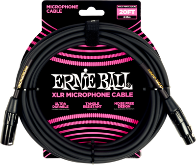 Ernie Ball 20' XLR Microphone Cable, Black