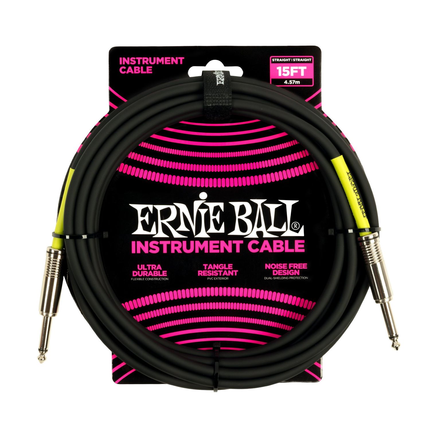 Ernie Ball 15&#39; PVC Instrument Cable, Black