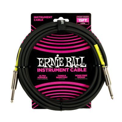 Ernie Ball 15&#39; PVC Instrument Cable, Black