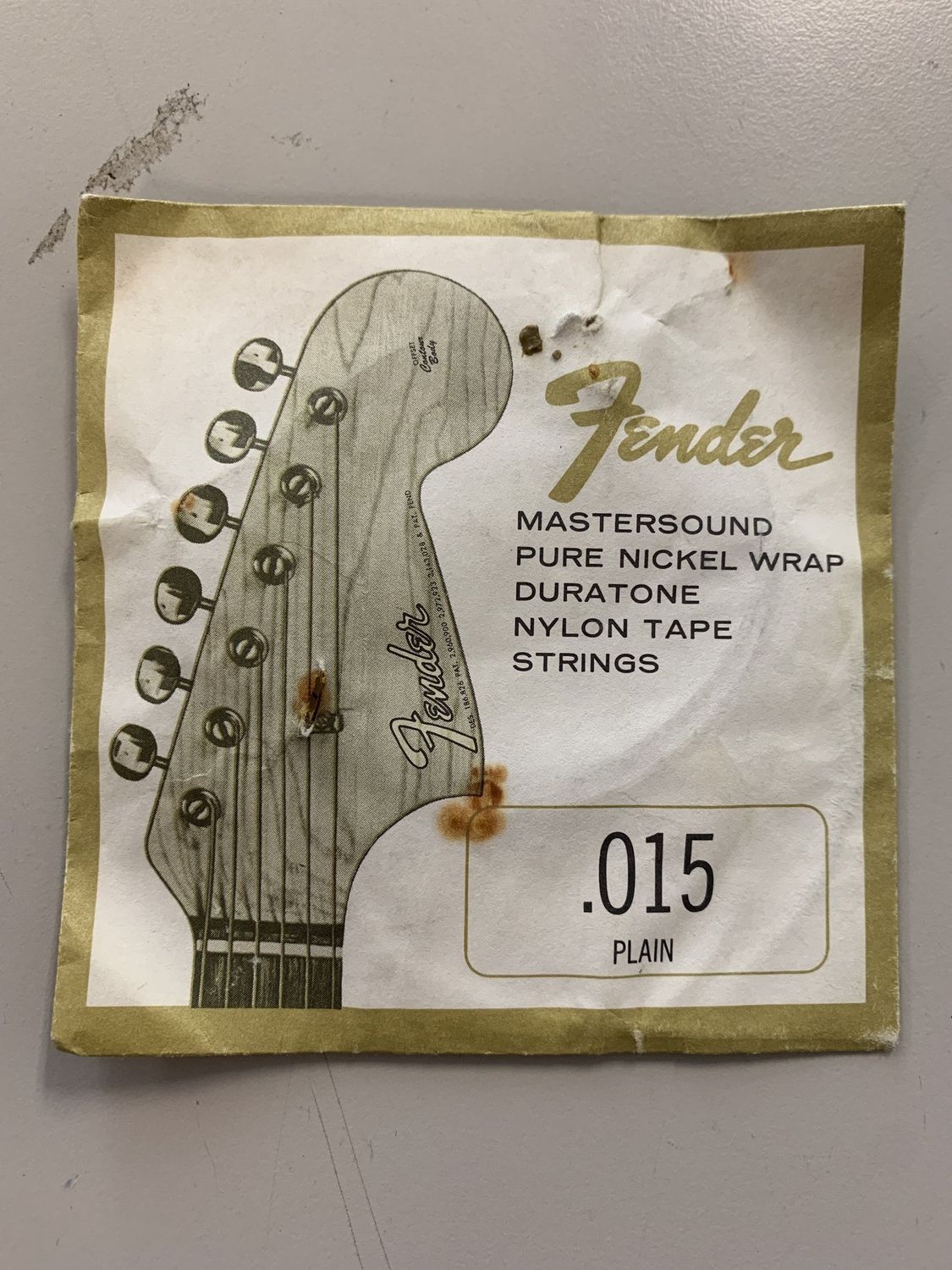 Vintage 1960&#39;s Fender Mastersound Pure Nickel Wrap Duratone Nylon Tape Strings 1 B String  .015 Plain