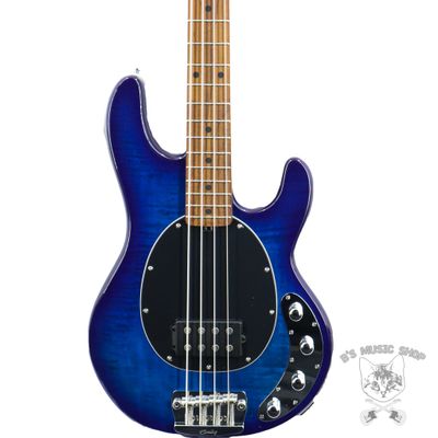 Sterling by Music Man StingRay RAY34 Flame Maple in Neptune Blue w/Gig Bag