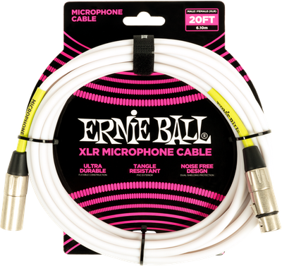 Ernie Ball 20&#39; XLR Microphone Cable, White