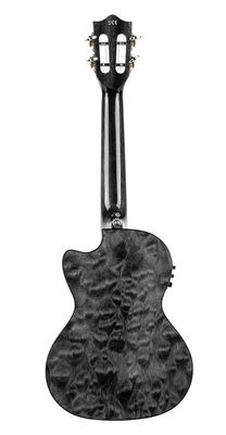 Lanikai Quilted Maple Cutaway Electric Tenor Ukulele in Trans Black w/Case