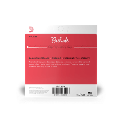 D'Addario Prelude Violin String Set, 4/4 Scale, Medium Tension