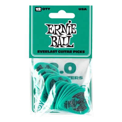 Ernie Ball 2.0mm Teal Everlast Picks 12-pack