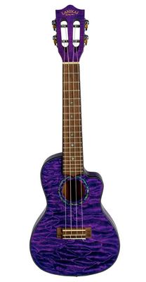 Lanikai Quilted Maple Cutaway Electric Concert Ukulele in Trans Purple w/Case