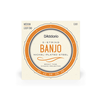 D'Addario EJ61 5-String Banjo Strings, Nickel, Medium 10-23